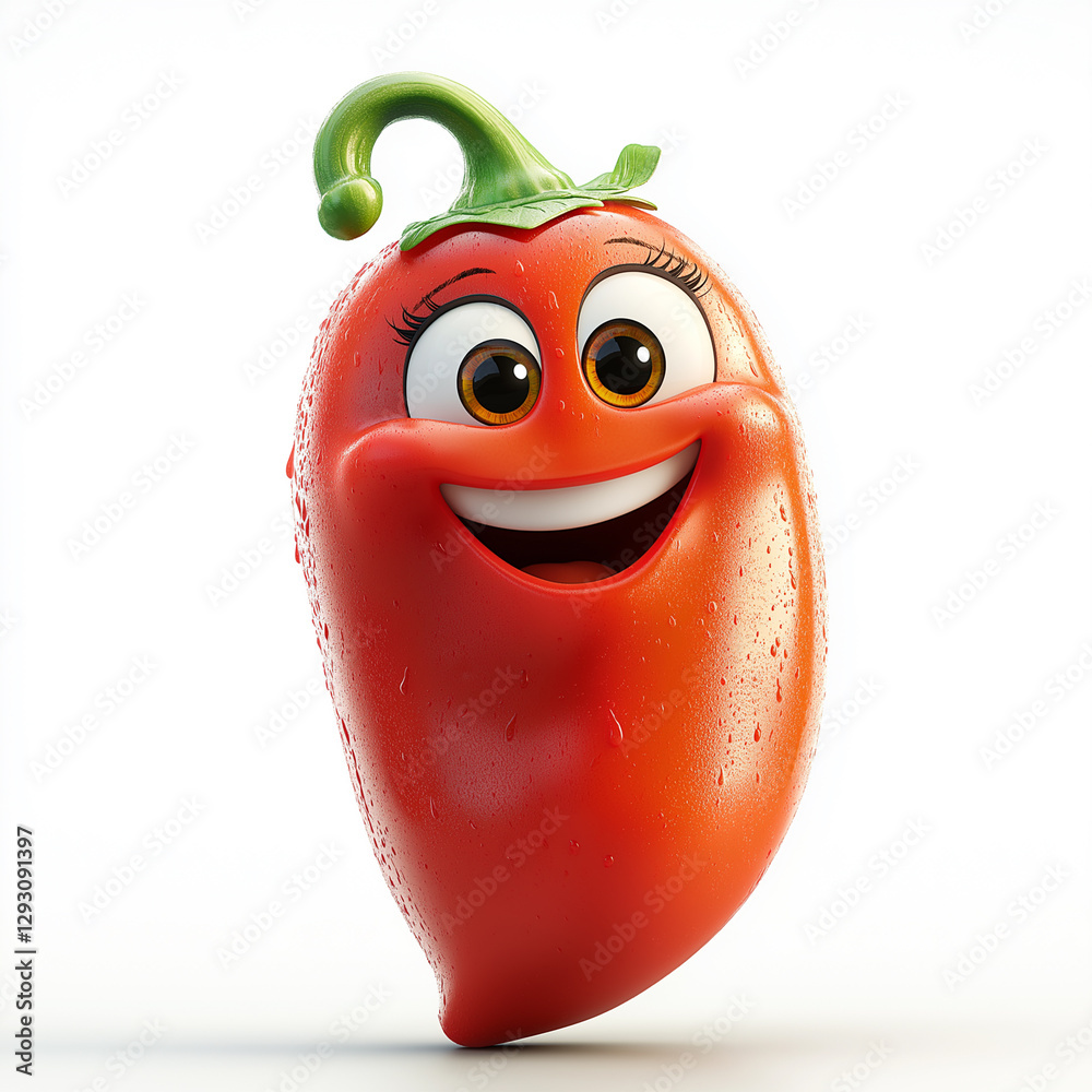 Obraz premium 3D Realistic Cartoon Fruit & Vegetable Mascot Isolated Illustration