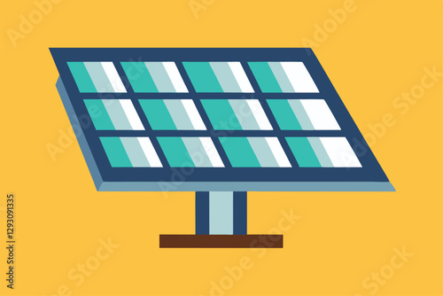 A modern solar panel icon features a clean design with sharp details against a bright yellow backdrop, Solar panel icon with sleek, understated details, minimalist simple modern vector logo design
