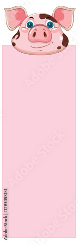 Cute Pig Bookmark Illustration