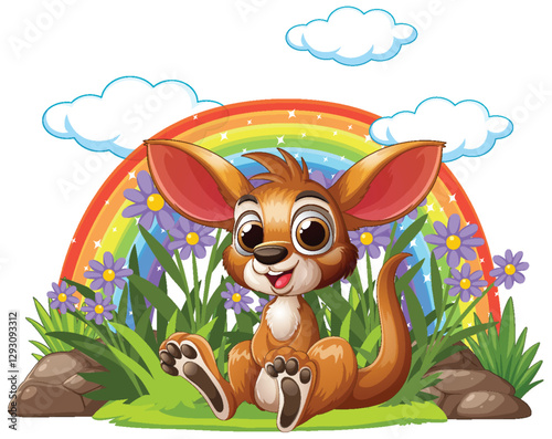 Joyful Kangaroo in a Colorful Meadow