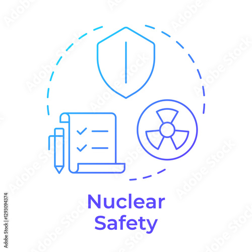 Nuclear safety blue gradient concept icon. Prevent accidents and manage risks. Protection from radiation. Round shape line illustration. Abstract idea. Graphic design. Easy to use in article