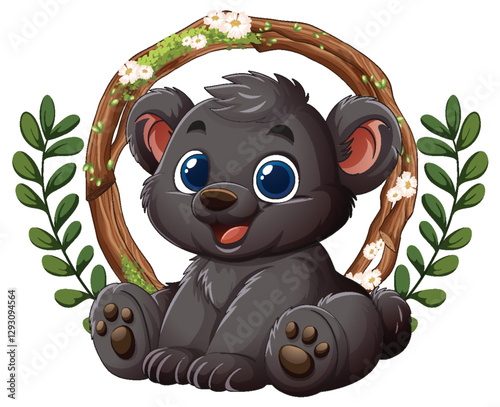 Cute Koala with Floral Wreath