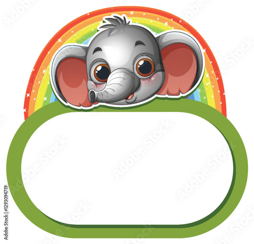 Cute Elephant with Rainbow Background