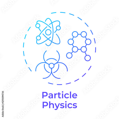 Particle physics blue gradient concept icon. Researching quarks, leptons and bosons. Nuclear science branch. Round shape line illustration. Abstract idea. Graphic design. Easy to use in booklet