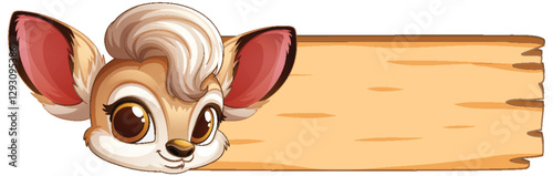 Cute Cartoon Animal with Wooden Sign