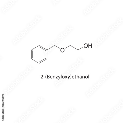 2-(Benzyloxy)ethanol skeletal structure.Ether Alcohol compound schematic illustration. Simple diagram, chemical formula.