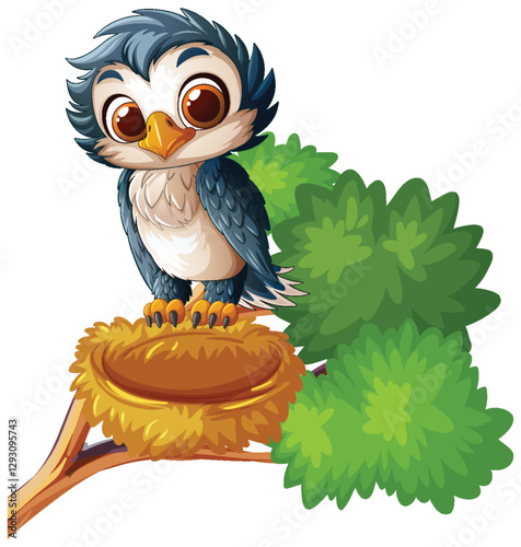 Cute Owl Perched on a Branch