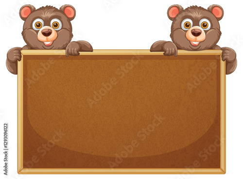 Cute Bears Holding a Blank Sign
