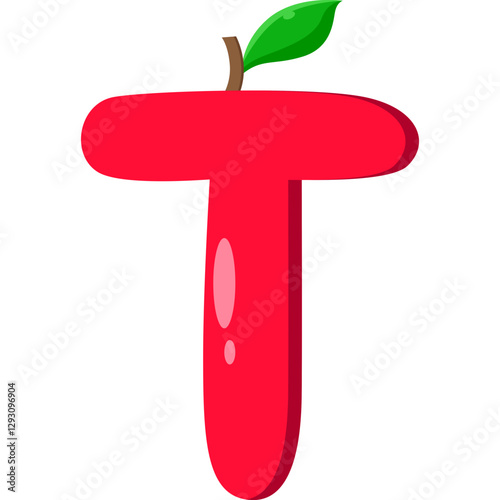 Playful Strawberry letter T Illustration