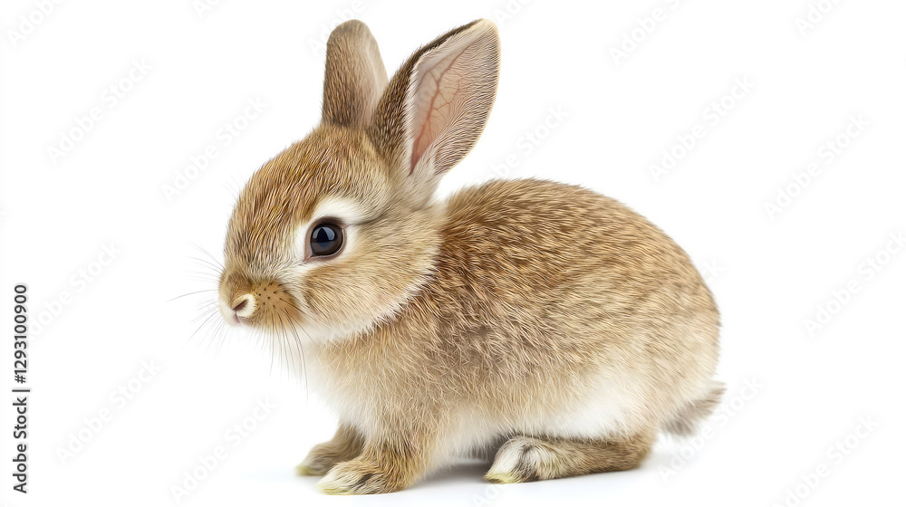 Cute fluffy baby rabbit with soft golden fur sitting on a white background, perfect for Easter, spring, pet lovers, and animal-themed designs Cute fluffy baby rabbit with soft golden fur sitting on a white background, perfect for Easter, spring, pet lovers, and animal-themed designs