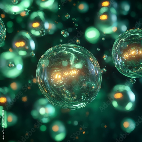 Abstract Visuals of Translucent Spheres in a Futuristic Scientific Design