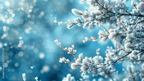 Winters Blue Frost Natures Cold Embrace with Snow Covered Branches in Serene Wonderland