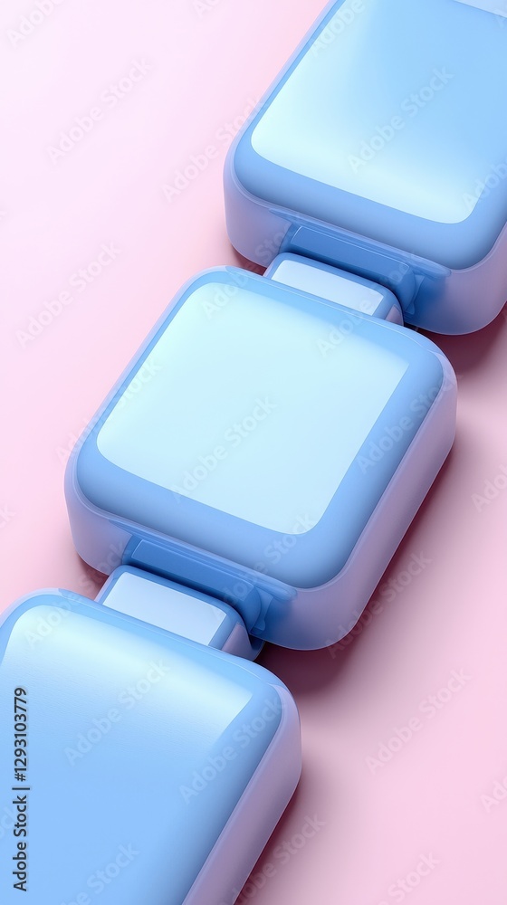 A close-up view of glossy blue blocks on a pink background, showcasing modern design. A close-up view of glossy blue blocks on a pink background, showcasing modern design.