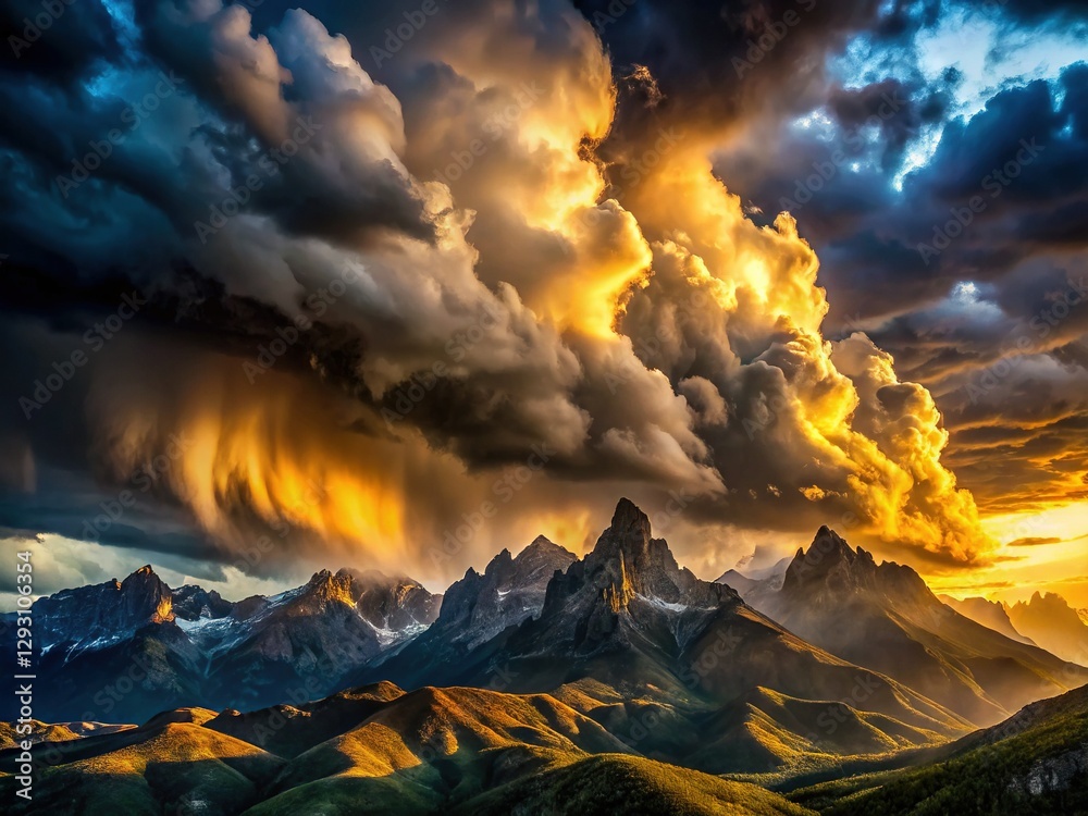 Fototapeta premium Dramatic Mountain Storm Cloudscape: Epic Nature Photography