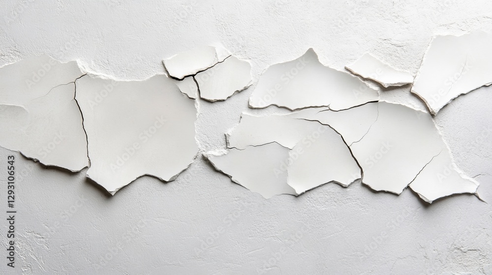 Cracked White Wall with Peeling Paint and Texture Background Cracked White Wall with Peeling Paint and Texture Background