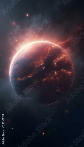 Wallpaper Mural fantasy planet in space with stars, full moon in the night, nebula galaxy Torontodigital.ca