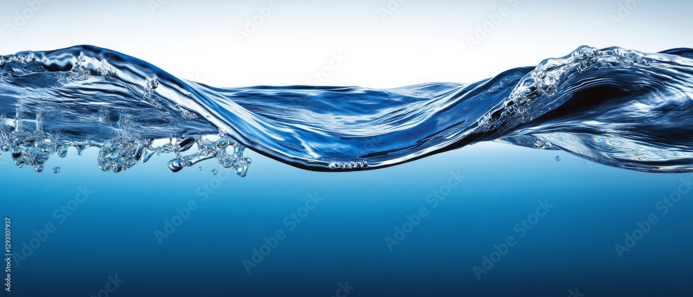 A blue wave in the ocean with water splashing out of it A blue wave in the ocean with water splashing out of it