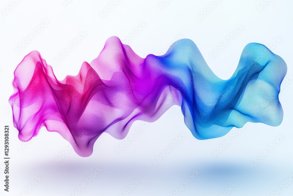 Naklejka premium Colorful abstract waves swirl gracefully, showcasing vibrant hues of pink and blue against a light background