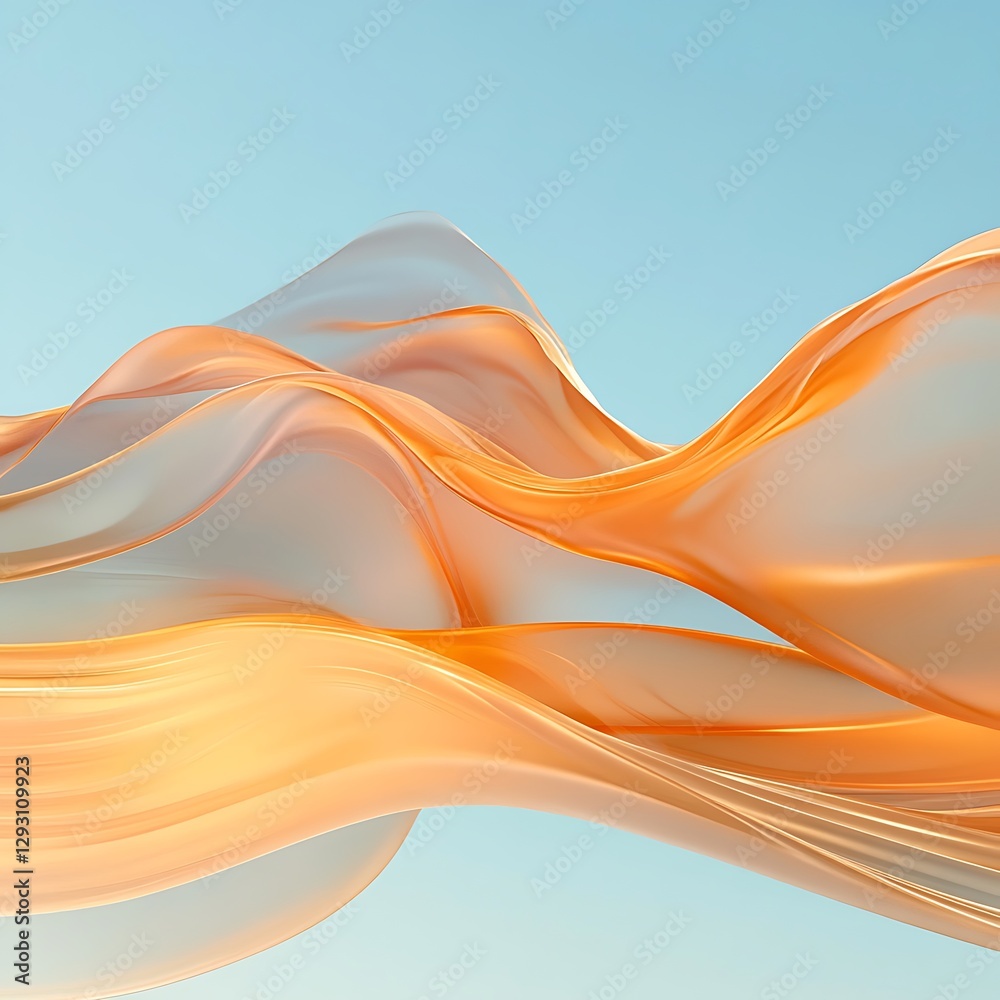 Fototapeta premium Abstract rendering shows flowing orange ribbons or fabric