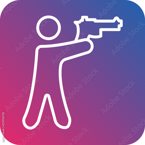 Shooting in standing position icon style