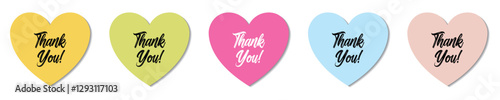 Thank you heart sticky notes. Colourful post it note collection.