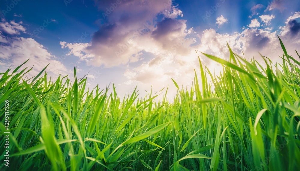 Fototapeta premium Grass field against the sky, part 1