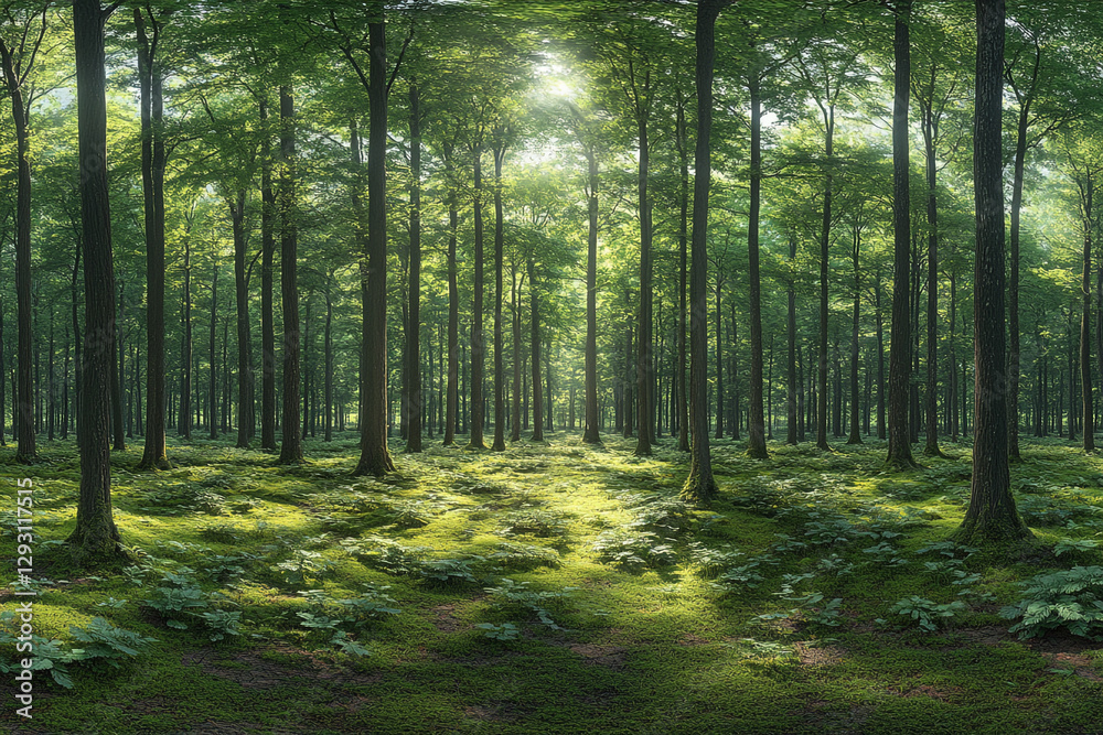 Sun-Kissed Canopy, A Serene Walk Through the Emerald Forest Sun-Kissed Canopy, A Serene Walk Through the Emerald Forest