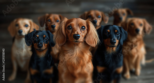 A bunch of long-haired mini dachshunds playing together, symbolizing joy and companionship