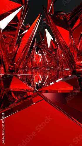 Abstract Red Crystal Architecture - Stunning Geometric Forms