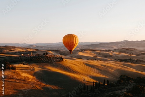 Hot Air Balloon Soaring over Tuscany at Sunrise