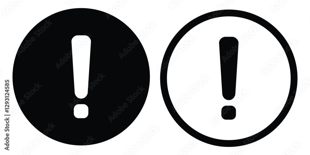 Black exclamation icon set vector on white background Black exclamation icon set vector on white background