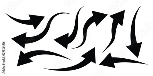 Collection of Curved arrow vector isolated on white background. direction arrow set symbol