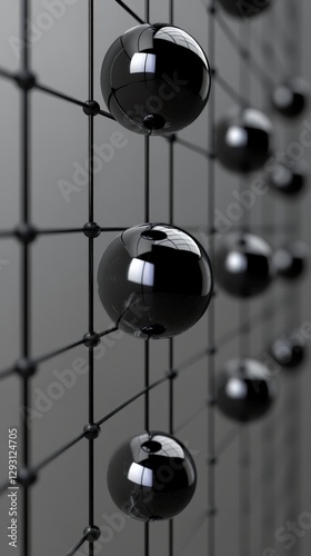 Abstract Black Sphere Network Design: A Futuristic Technological Display