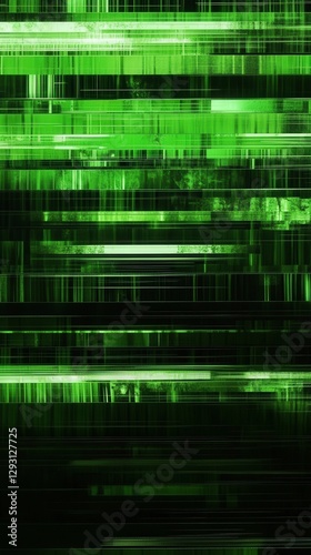 Stunning Green Glitch Art Digital Abstract Design with Vibrant Lines and Patterns