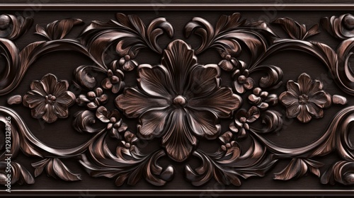 Dark Bronze Ornate Floral Carvings for Architectural Decor