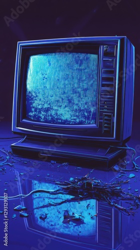 Shattered Retro Television: A Digital Art Piece of the Past