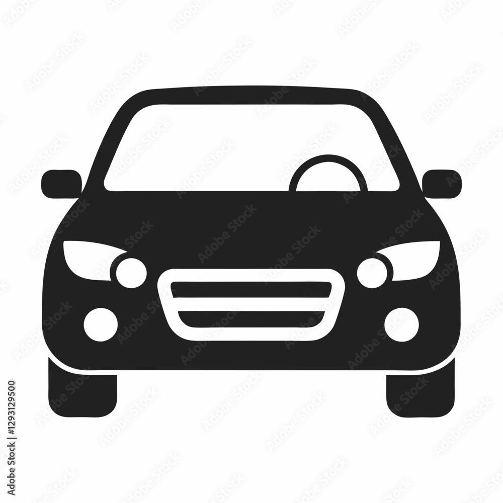 Minimalist Black Car Icon – Front View Vehicle Silhouette Illustration. Minimalist Black Car Icon – Front View Vehicle Silhouette Illustration.