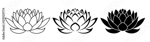 Lotus flower silhouettes Vector set