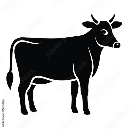 black silhouette of a cow