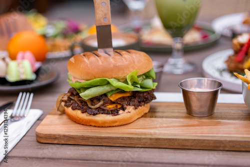 burger and fries