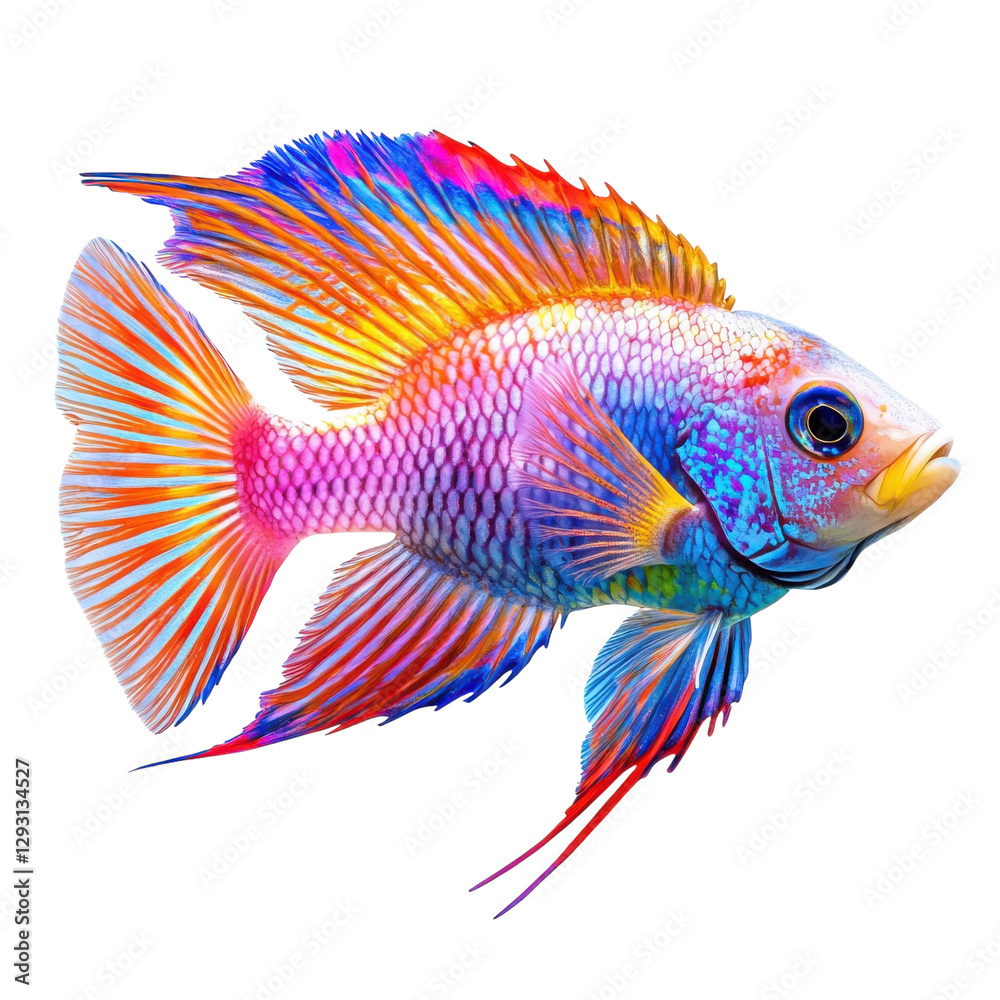 Fototapeta premium Vibrant Fish Swimming in Reef on transparent background.