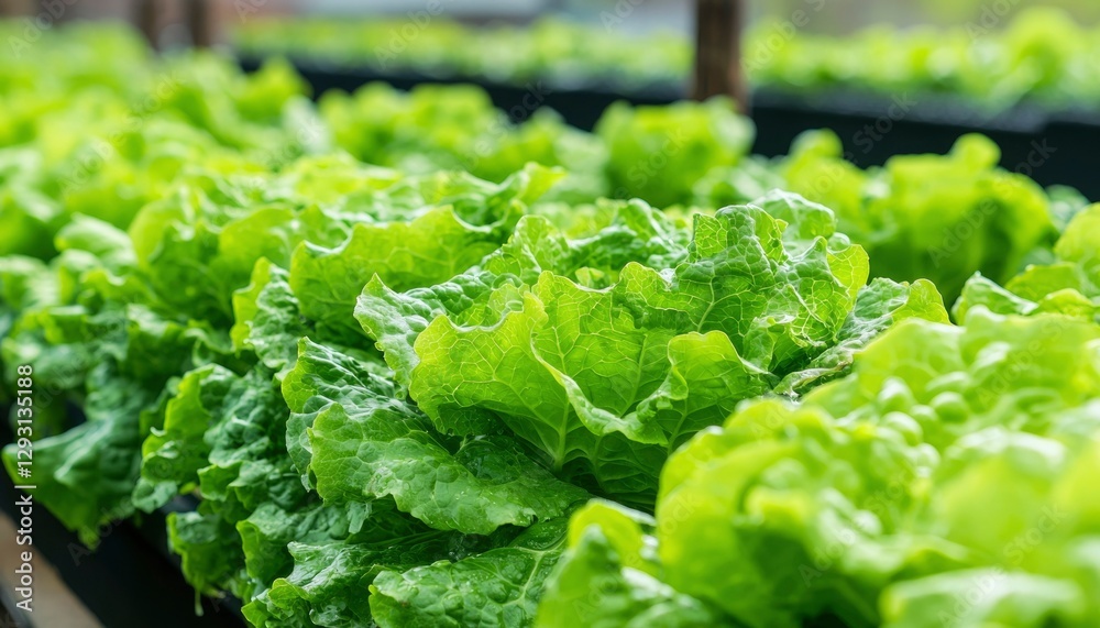 Fresh lettuce growing in greenhouse hydroponic system Fresh lettuce growing in greenhouse hydroponic system
