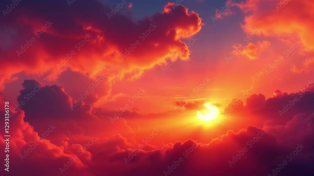 Bright golden yellow clouds dazzle the sky at sunrise. Bright red-orange sky, beautiful beyond imagination. drone shooting stunning sky full of colorful cloud. abstract nature background. Bright golden yellow clouds dazzle the sky at sunrise. Bright red-orange sky, beautiful beyond imagination. drone shooting stunning sky full of colorful cloud. abstract nature background.