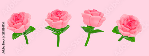 rose, spring, propose, 3d, object