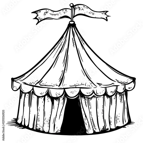 Festive circus tent drawing, event, entertainment