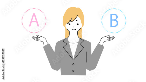 Illustration of a young woman struggling to compare both.