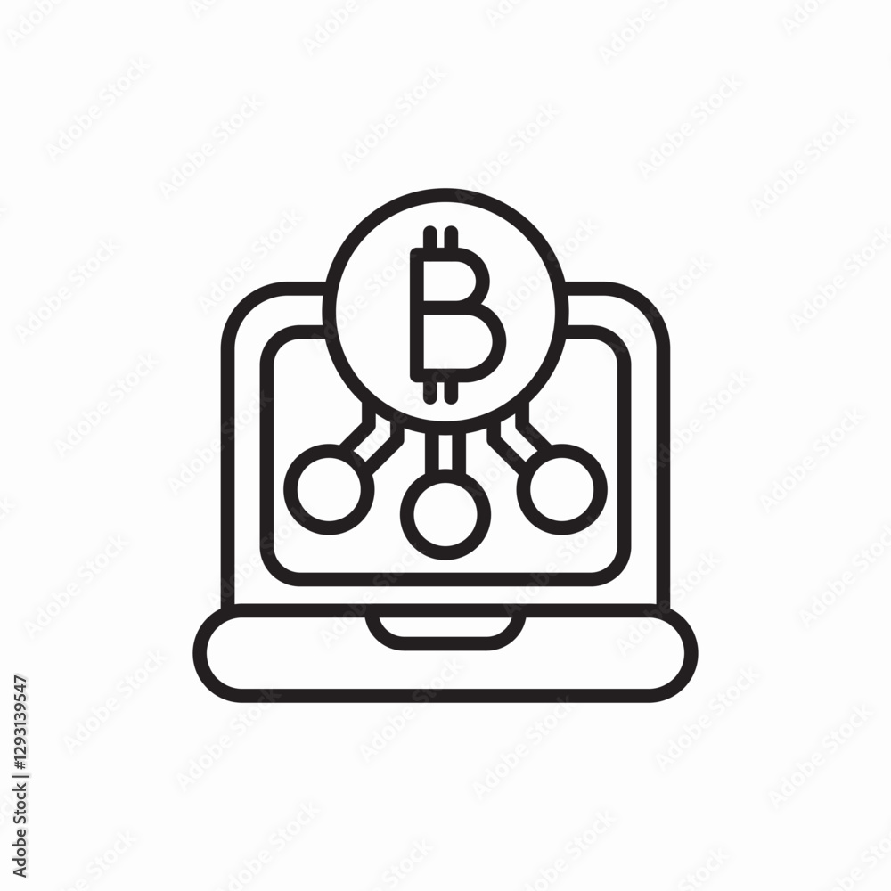 bitcoin cryptocurrency laptop icon vector sign bitcoin cryptocurrency laptop icon vector sign
