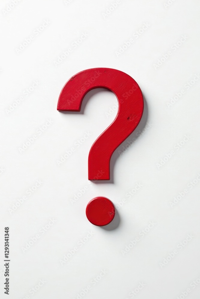 A vibrant red question mark and full stop, dramatically presented against a stark white backdrop, symbolizes inquiry and finality. A vibrant red question mark and full stop, dramatically presented against a stark white backdrop, symbolizes inquiry and finality.