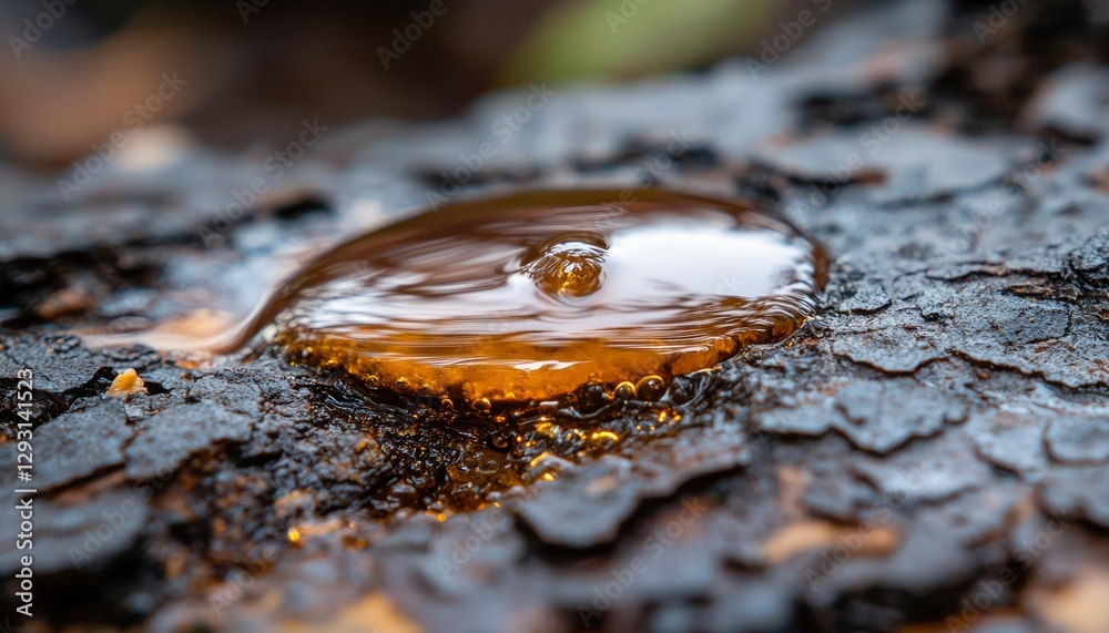Resin Drop on Tree Bark in Forest Resin Drop on Tree Bark in Forest