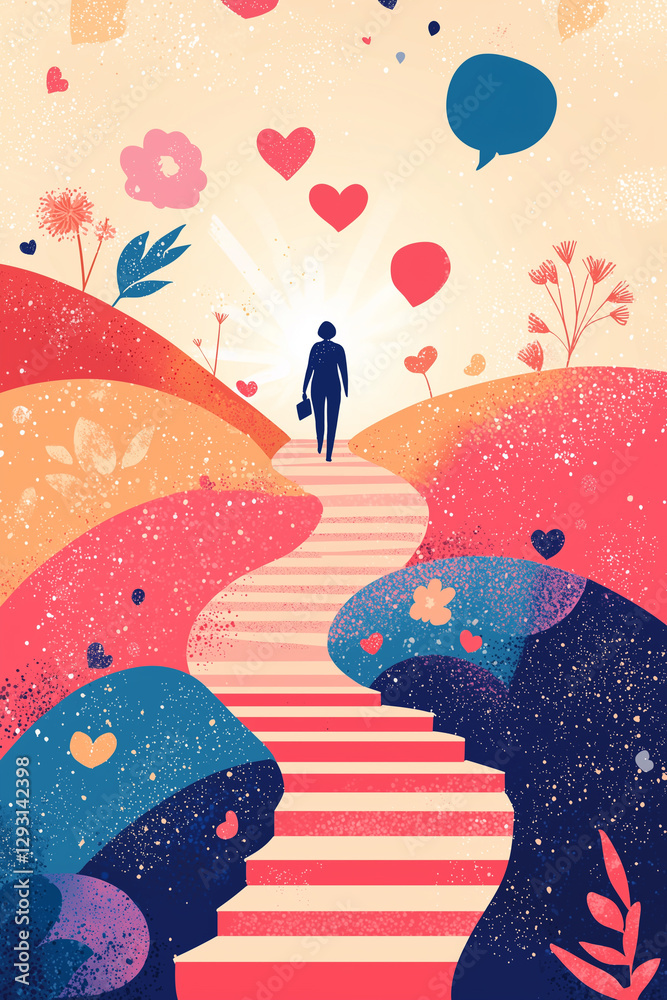 Obraz premium A person stands in a surreal dreamlike landscape